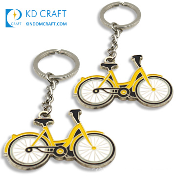 Free sample custom metal die casting silver color minitool riding bicycle bike keychain with 4 connector